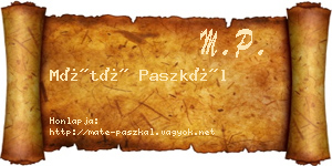 Máté Paszkál névjegykártya