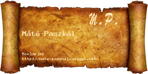 Máté Paszkál névjegykártya